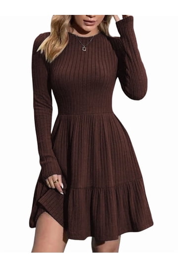 knitted dress fall Trendy, Chic Women's Clothing Boutique Promesa Cable Knit Mini Dress for Women, Espresso, 60% Cotton, 40% Acrylic Lane 201
