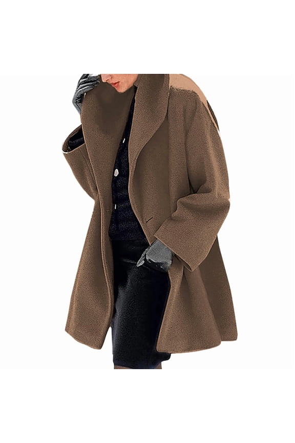 Womens Winter Wool Coat Trench Jacket Ladies Warm Slim Long Overcoat Outwear Camel Color XL