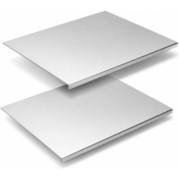Katinyos 2 PCS Heavy Duty Stainless Steel Cutting Board with Lip,Large Non-Slip Steel Chopping Counter Cutting Board,15.7 X 11.8 inch