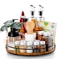thumbnail image 1 of Katinyos 9 inch Lazy Susan Organizer, Non-Skid Round Wood Turntable Organizer with Steel Sides, Pantry Organizers and Storage for Cabinet, Kitchen Countertop, Spice Rack, 1 of 7