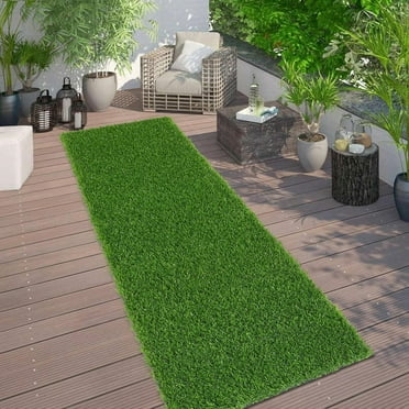 Katinyos Artificial Grass Turf, 2FT x 10FT Artificial Grass Rug, Dog Grass Mat with Drainage Holes, Synthetic Fake Grass for Garden Lawn Landscape Christmas Weddings