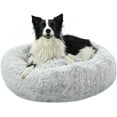 thumbnail image 1 of Katinyos Calming Dog Bed for Large Dogs, 36 inches Donut Dog Bed with Slip-Resistant Bottom, Machine Washable Pet Bed for Dogs & Cats, Fluffy Plush Faux Fur Dog Anxiety Bed Fits up to 100 lbs, 1 of 7