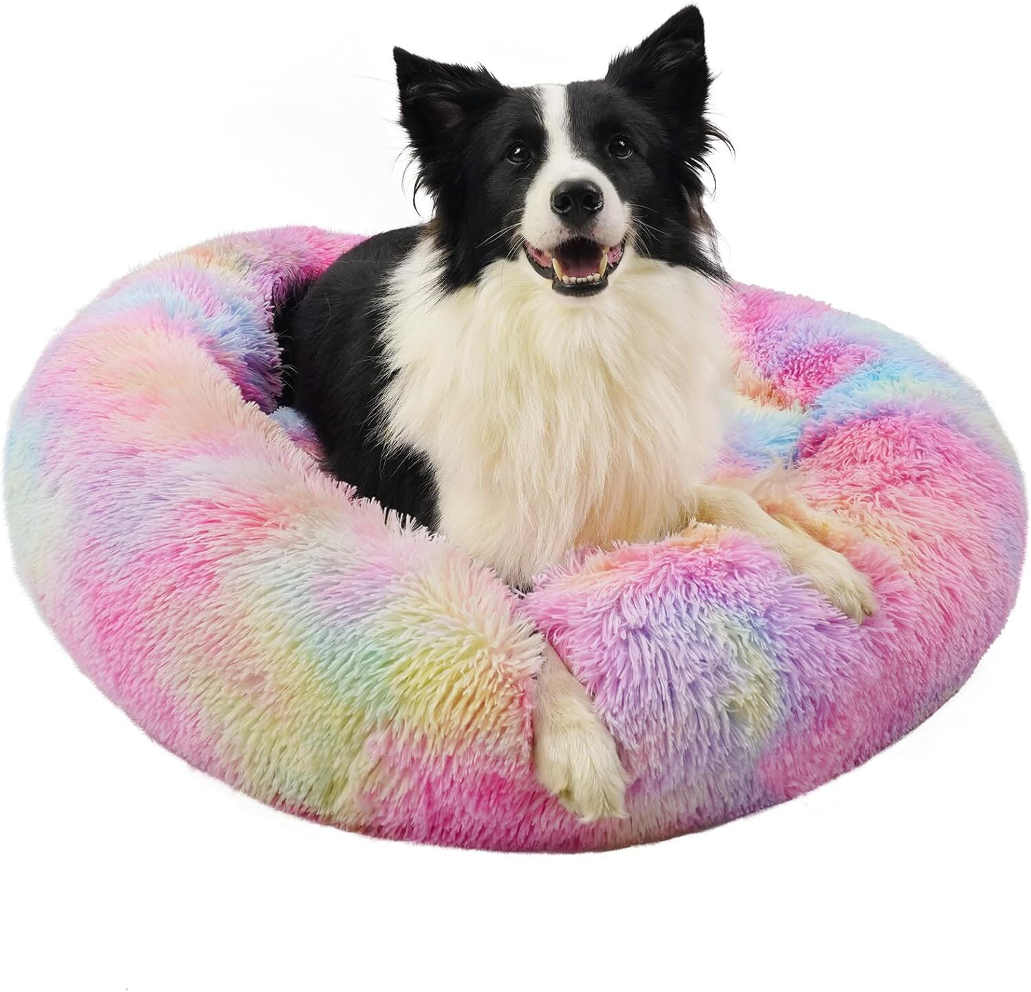 Katinyos Calming Dog Bed for Large Dogs, 36 inches Donut Dog Bed with