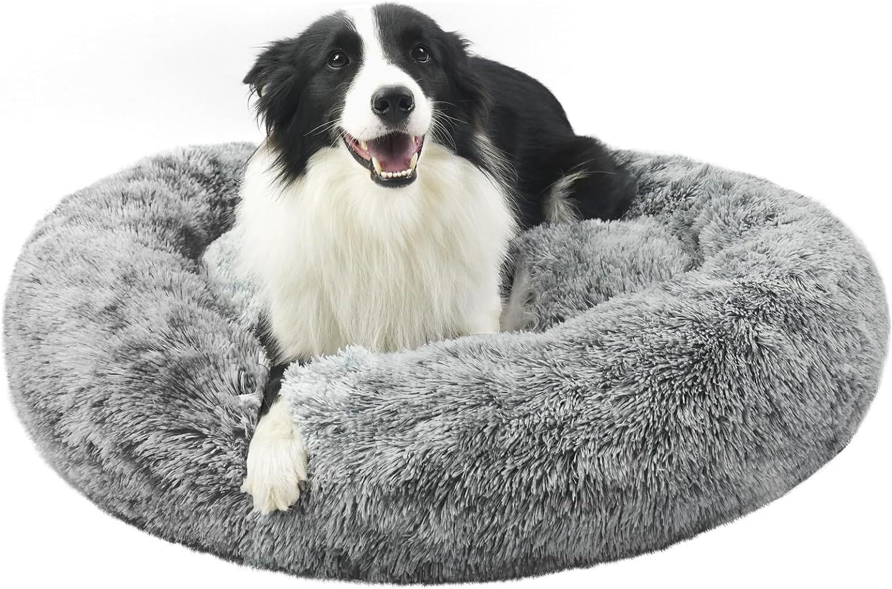 Katinyos Calming Dog Bed for Large Dogs, 36 inches Donut Dog Bed with