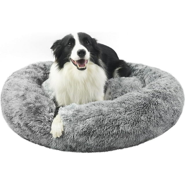 "Katinyos Calming Dog Bed, 36"" Donut Bed with Stuffing, AntiSlip