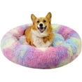Katinyos Calming Dog Bed for Medium Dogs, 32 inches Donut Dog Bed with