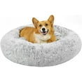 Katinyos Calming Dog Bed for Medium Dogs, 32 inches Donut Dog Bed with