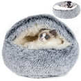 thumbnail image 1 of Katinyos Cat Bed & Dog Bed with Cover Cave, Machine Washable Cozy Cat Cave Bed, Pet Bed with Anti-Slip & Waterproof Bottom, Round Plush Fluffy Cat Condo for Improved Sleep-20inch, 1 of 10