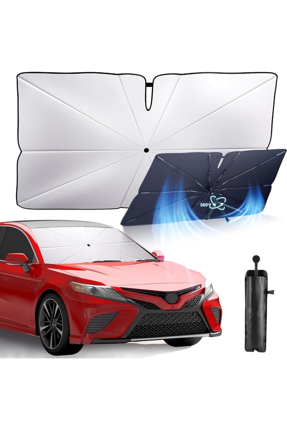 Windshield Sun Shade Umbrella for Car, Foldable Car Umbrella Sunshade with 360 Bendable Handle, for Most Vehicles