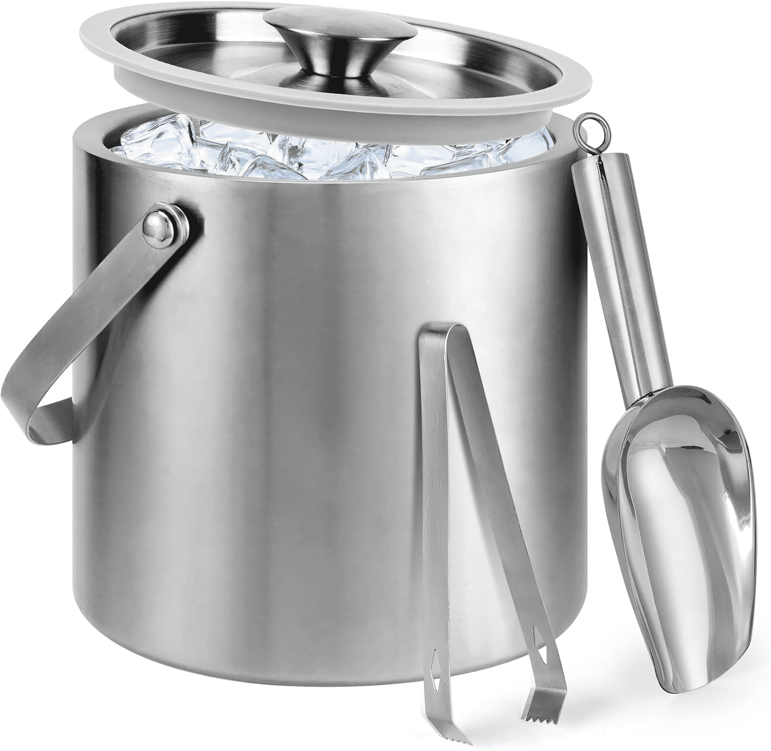 Katinyos Ice Granule Bucket 2L Double Wall Ice Bucket with Lid,Scoop ...