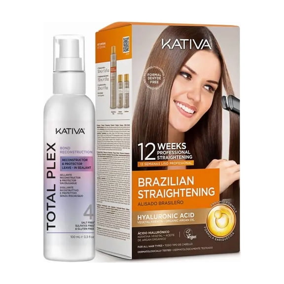 Kativa Hair Straightening Kit + Total Plex Repair & Protect Sealer 100ml Kit  Long-Lasting Smoothness & Damage Protection