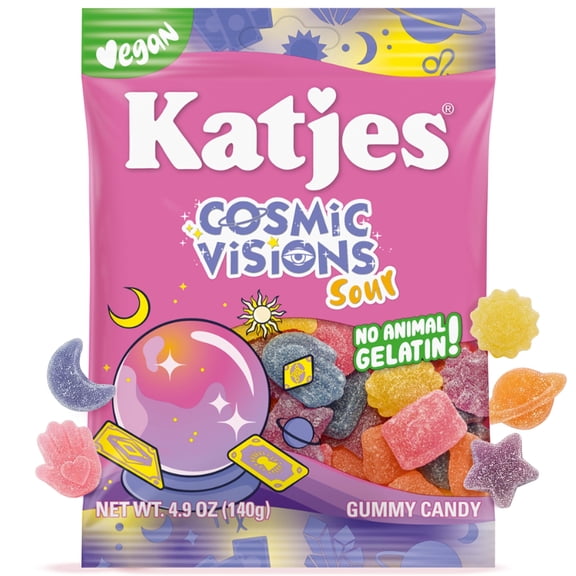 Katjes Cosmic Visions Sour Vegan Gummy Candy, Gelatin Free, 4.9 oz