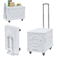 thumbnail image 1 of Katkuca Mobile Folding Cart With Lid, Portable Rolling Crate Handcart with Telescoping Handle, White, 1 of 8