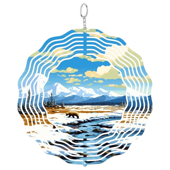 Katmai Alaska Wind Spinner, 3D Kinetic Hanging Garden Yard Art Decor