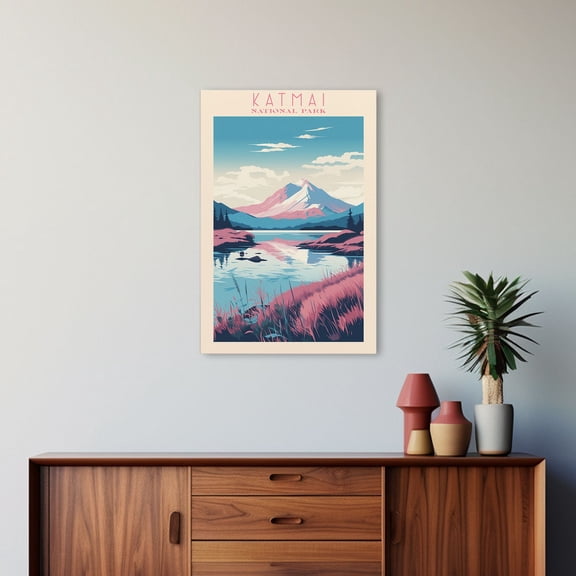 Katmai National Park Art Print Mid Century Modern Landscape