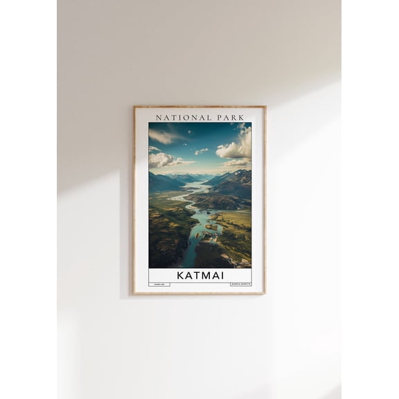 Katmai National Park Travel Poster: Alaska Landscape Art, Unframed Canvas Size 24x36