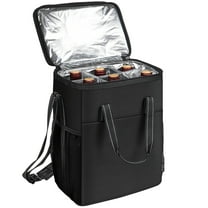 Kato 6 Bottle Insulated Wine Carrier Bag Best Large Travel Cooler Totes with Detachable Divider and Adjustable Strap
