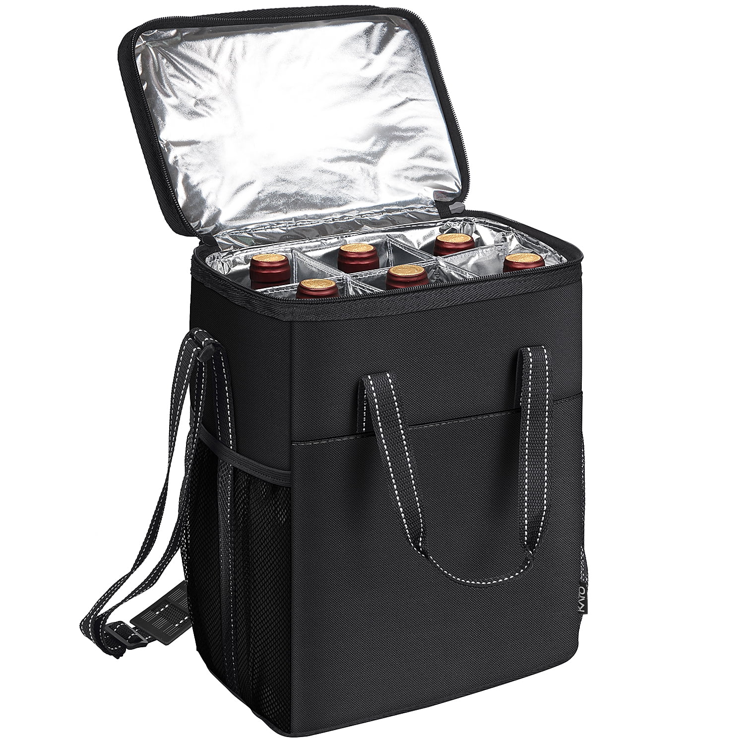 Graham Weekender Bag - 6 Bottle Travel Wine Carrier - Insulated Wine Bag Cooler Wine Lover Gift - Home Wet Bar
