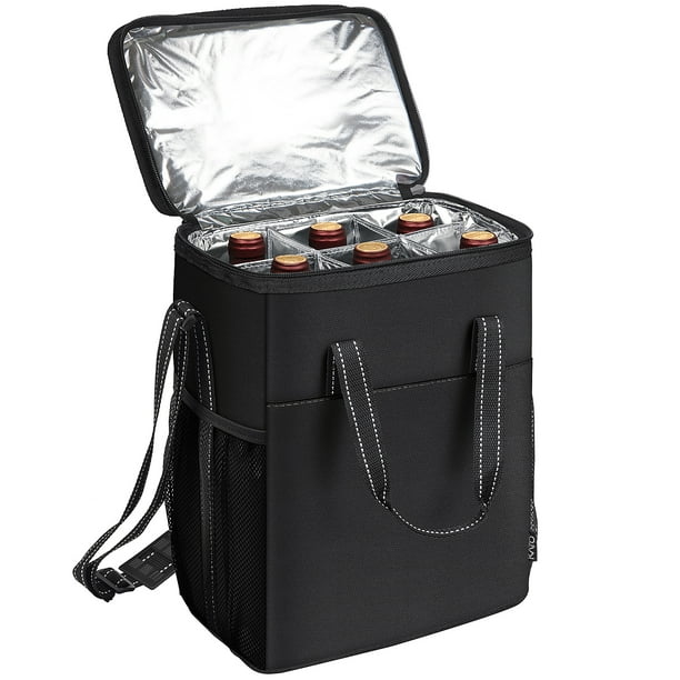Kato 6 Bottle Wine Carrier Insulated Portable Wine Carry Cooler Tote