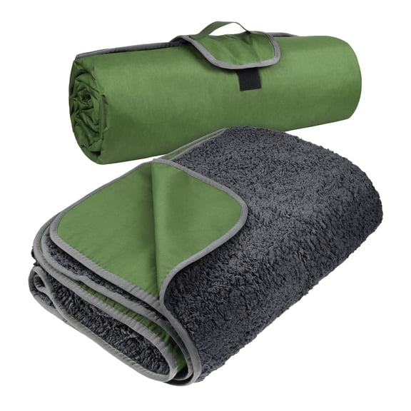 Kato Outdoors Waterproof Throw Blanket, Fleece Blanket, Green/black, 66"x 90", 3.34 Lb, All Ages