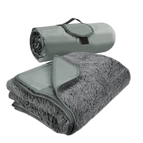 Kato Outdoors Waterproof Throw Blanket, Machine Washable, Gray, 59'' x 79''