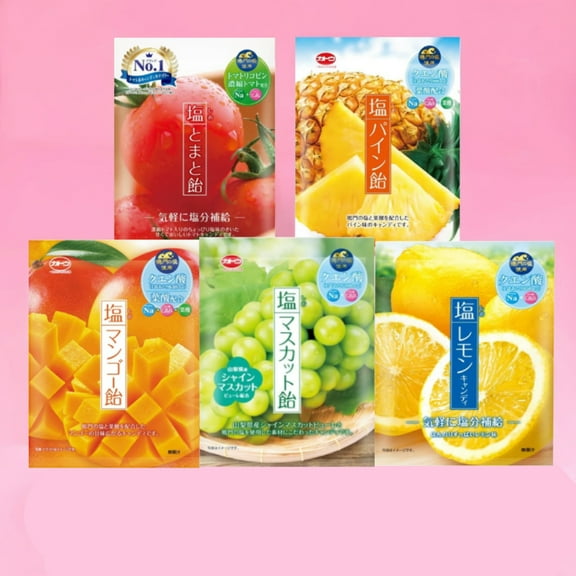 Kato Seika Salt Candy 5-Flavor Set (Tomato, Lemon, Mango, Pineapple, Muscat) Made in JAPAN - Tokyo Sakura Mall