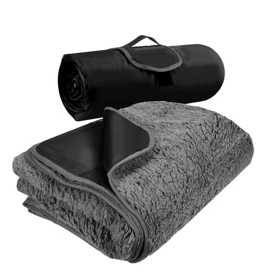 Kato Sherpa Waterproof Throw Picnic Blanket Reversible Emergency Warm Picnic 51” X 59”, 2 lb, All Ages