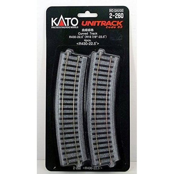 Kato USA Inc. HO 430mm 16-7/8 Radius Curve 22.5-Degree 4 KAT2260 HO Track
