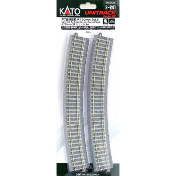 Kato USA Inc. HO 730mm 28-3/4 22.5 Degree Track Curve 4 KAT2241 HO Track
