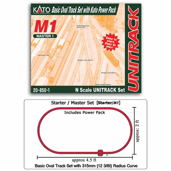 Kato USA Inc. N M1 Basic Oval Track Set w/Power Pack KAT20852 N Track