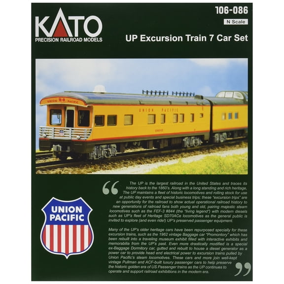 Kato USA Model Train Products N Scale Union Pacific Excursion Train 7-Car Set