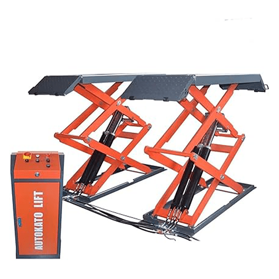 Katool KT-X95 8000 lbs Full Rise Scissor Lift Flush-Mount Automative Lift with Pneumatic Safety Locks, 24V Control System