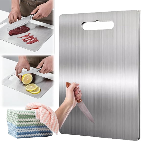 Katori Titanium Board, Titanium Boards for Kitchen,Stainless Steel Board, Double Sided Chopping Board for Meat Vegetable Fruit(, 13.4 x 9 in)