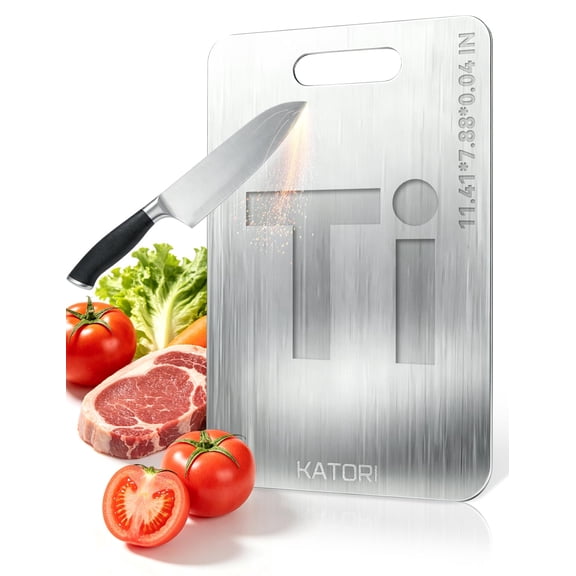 Katori Titanium Cutting Board, 100% Pure Titanium Cutting Board for Kitchen, Double-Side and Knife-Friendly