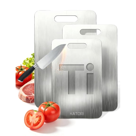 Katori Titanium Cutting Board, 100% Pure Titanium Cutting Board for Kitchen, Double-Side and Knife-Friendly