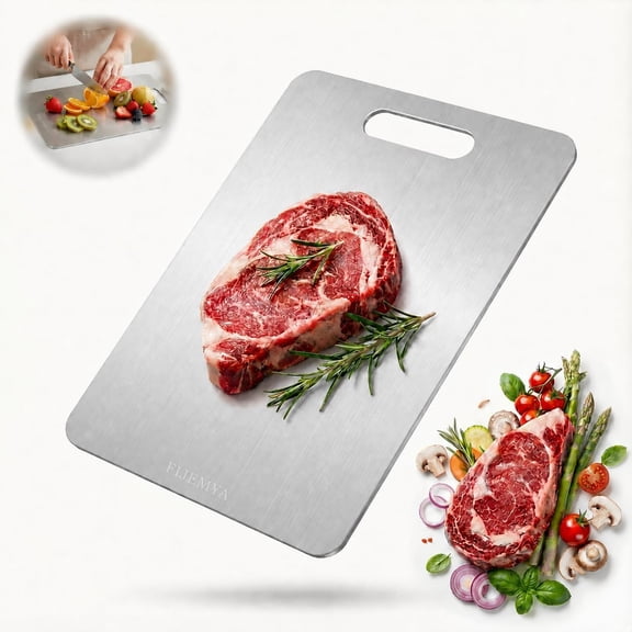 Katori Titanium Cutting Board for Kitchen,100% Pure Titanium Cutting Boards,Double Sided Non Toxic Titanware Chopping Board for Cutting Meat Vegetable Fruit,Dishwasher Safe(L-13.39L*9.06W)