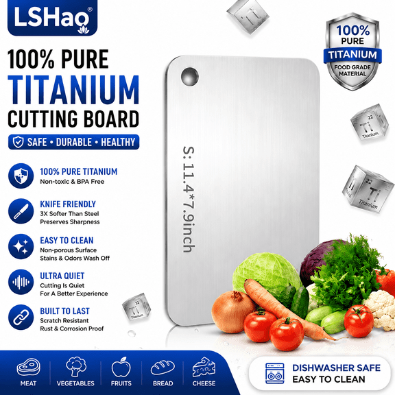 Katori Titanium Cutting Board for Kitchen Pure Chopping Board Non Toxic Metal Cutting Board Double Sided Food Grade Durable Easy Clean Countertop Prep Board