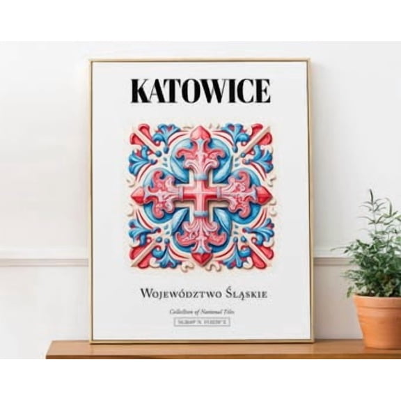 Katowice Tile Pattern Traditional Polish Wall Art Poster, Poster Home Decor, Poster Only