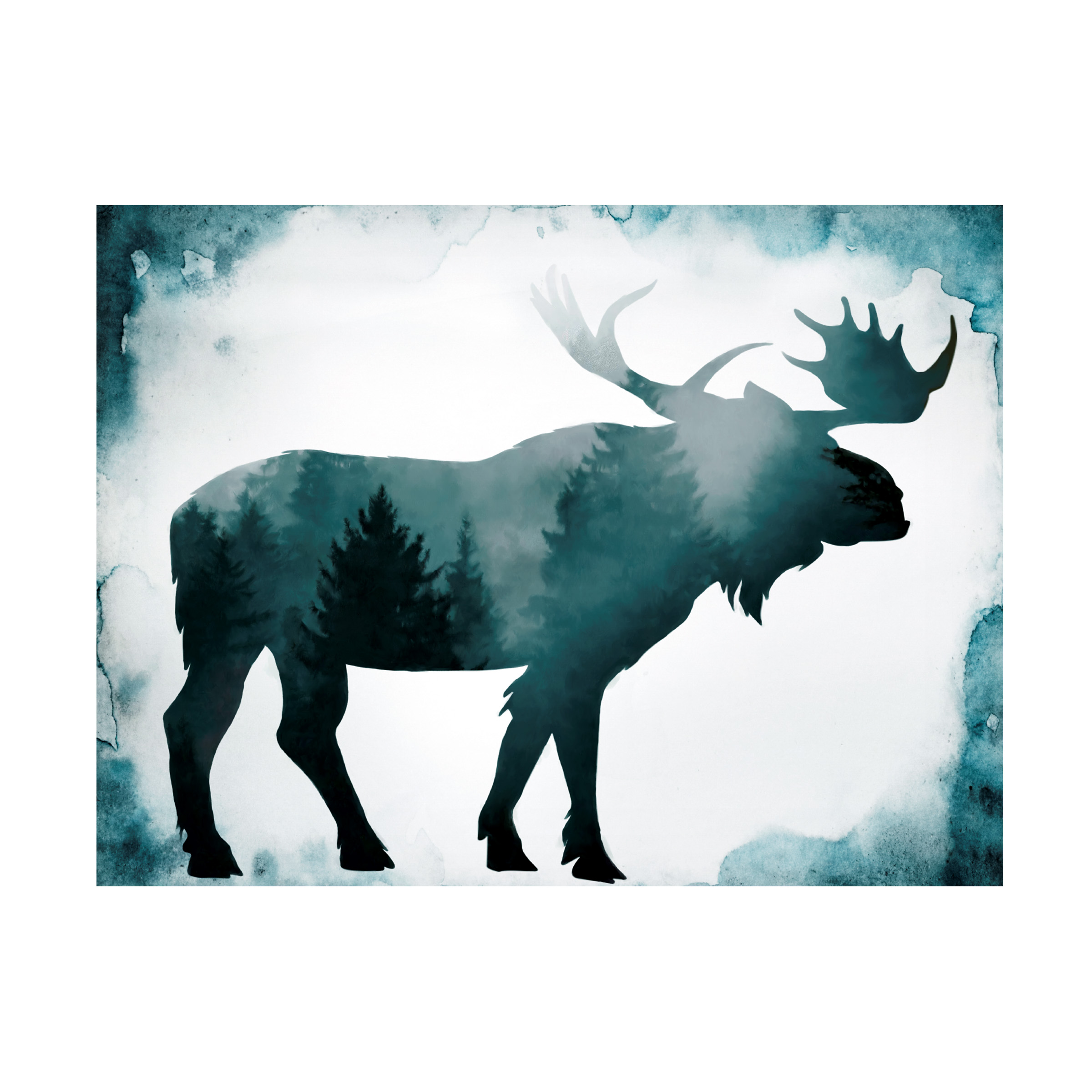 Katrina Jones 'Moody Blue Moose Silhouette' Canvas Art - Walmart.com