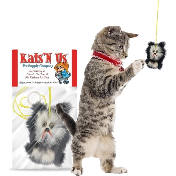 Kats'N Us 6 Inch Shake'N Squeak Bouncy Panda Cat Toy - Black and White