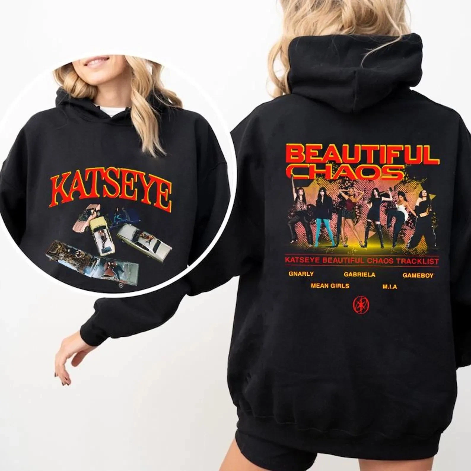 Merch Kpop Katseye Beautiful Chaos Tour Shirts T-shirt à