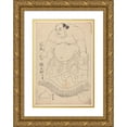 thumbnail image 1 of Katsukawa Shun'ei 14x18 Gold Ornate Wood Frame and Double Matted Museum Art Print Titled - Wrestler (Late 18th Century - Early 19th Century), 1 of 4