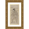 thumbnail image 1 of Katsukawa Shun'ei 8x14 Gold Ornate Wood Frame and Double Matted Museum Art Print Titled - Ichikawa Monnosuke II as a Samurai (1791), 1 of 4