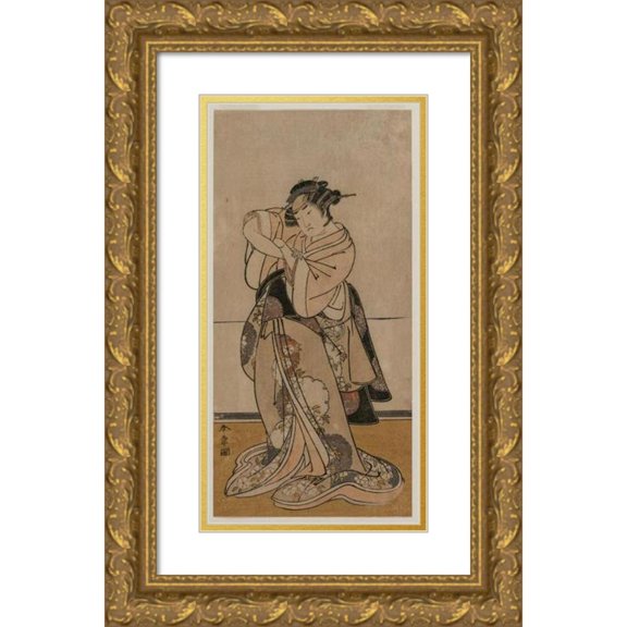 Katsukawa Shunshō 14x24 Gold Ornate Framed and Double Matted Museum Art Print Titled - Actor Yamashita Yaozo