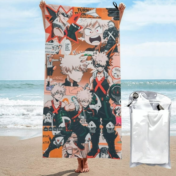 Katsuki Bakugo Beach Towels Lightweight Sand Free Oversized Large Bath Towel Quick Dry Absorbent Towel for Travel Swim Pool Gym Yoga Camping Outdoor 27.5"X55"