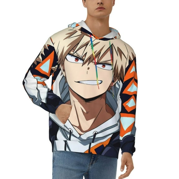 Katsuki Bakugo Men's Hoodie Novelty Pattern Long Sleeve Unisex Pullover Hoodies Casual Hooded Sweatshirt with Pocket