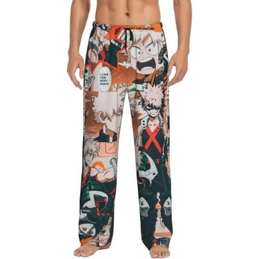 Katsuki Bakugo Men's Pajama Pants, Soft All Over Print Casual Drawstring Lounge PJs Pant with Pockets, Comfy Loose Sleep Bottoms Trousers