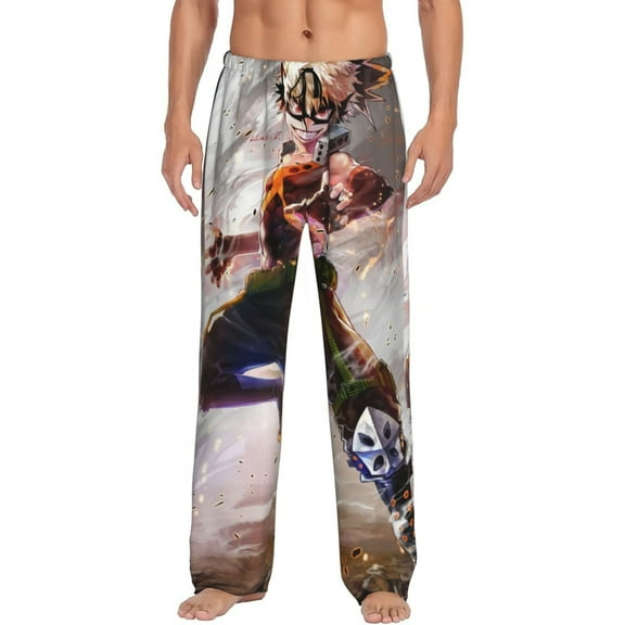 Katsuki Bakugo Mens Pajama Pants Ultra Soft Comfy Lounge Sleep Pants Print Loose Casual Bottoms Loungewear