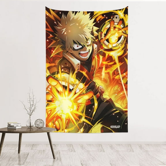 Katsuki Bakugo Tapestry Aesthetic Wall Hanging for Living Room Bedroom Art Tapestries Poster Blanket College Dorm Home Decor 60x40 Inch