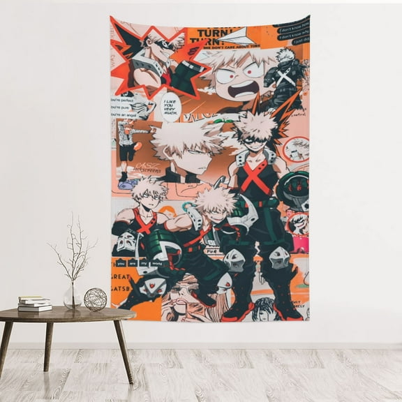 Katsuki Bakugo Tapestry Aesthetic Wall Hanging for Living Room Bedroom Art Tapestries Poster Blanket College Dorm Home Decor 60x40 Inch